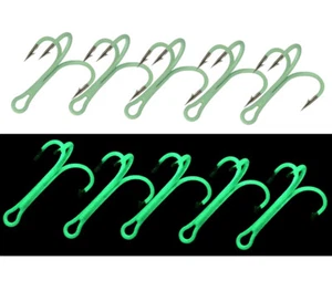 50PCS Fishing Hooks Luminous High Carbon Steel Treble Hooks Glow Fishhook Jigs - Picture 1 of 4