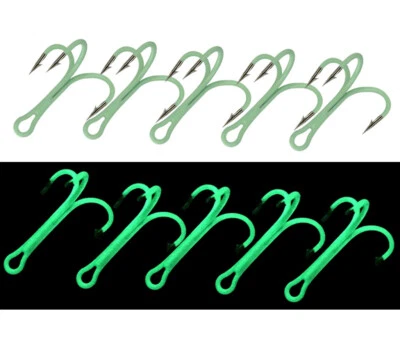50PCS Fishing Hooks Luminous High Carbon Steel Treble Hooks Glow Fishhook Jigs - Image 1 of 4