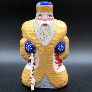 Russischer Weihnachtsmann geschnitzt handbemalt gold blau Figur Väterchen Frost 2006 - Bild 1 von 10