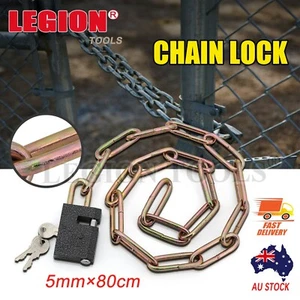 5mm×80cm Heavy Duty Chain Lock with keyed Padlock Security Bike Bicycle Fence - Picture 1 of 5
