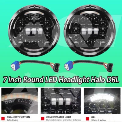 Pair 7 Inch round LED Headlights For International Harvester 4200 4300 4400 Foto 1 de 4