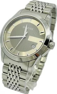 Discount Gucci G-Timeless 126.4 Quartz Champagne Dial 38mm Watch Excellent A1142 - Picture 1 of 12