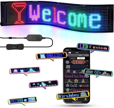 Insegna Luminosa con RGB LED Matrix Flessibile Connessione Bluetooth APP 7x17 cm - Immagine 1 di 4