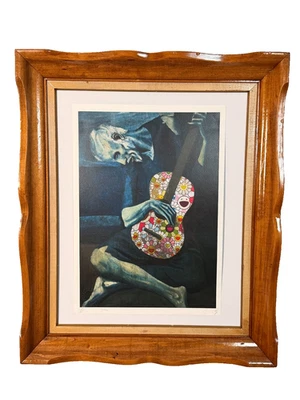 Death NYC Picasso \ Guitarrista Murakami Flor A/P em Madeira Quadro Antigo Certificado de Autenticidade - Imagem 1 de 4