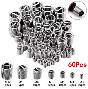 60 tlg Helicoil Gewindeeinsatz Reparatursatz M3 M4 M5 M6 M8 M10 M12 Befestigungsgewinde - Bild 1 von 6