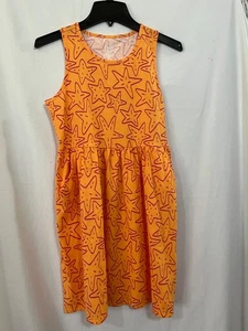 Wonder Nation Coral Orange Starfish Tank Dress Girls Play With Pockets UPick NEW - Picture 1 of 3