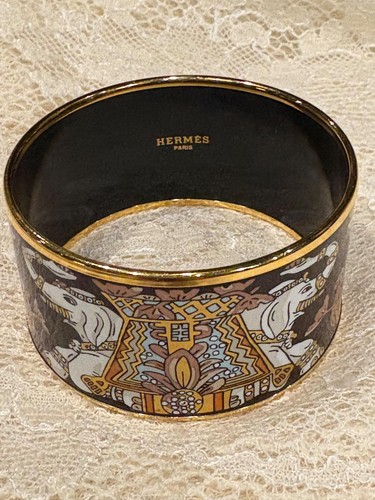 HERMÈS Bracciale elefante smaltato Hermes nero oro ottimo usato senzala