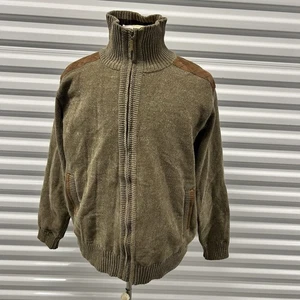 Chaqueta Suéter Saks Fifth Avenue Para Hombre Tostada Cuello Simulado Cremallera Completa Gamuza Parche XL - Imagen 1 de 14
