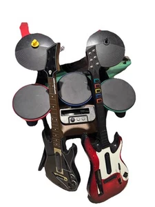 UNTESTED Nintendo Wii-U Band Hero Bundle 2 Guitars Drum Set NO STICKS NO PEDAL - Picture 1 of 6