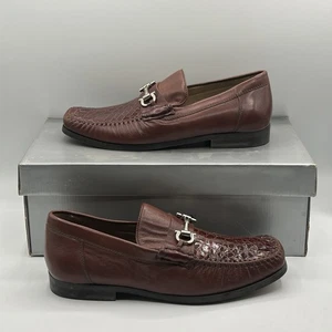 NEW David Eden Mens Genuine Crocodile Loafer Shoes Brown Slip On SZ 8 - Picture 1 of 12