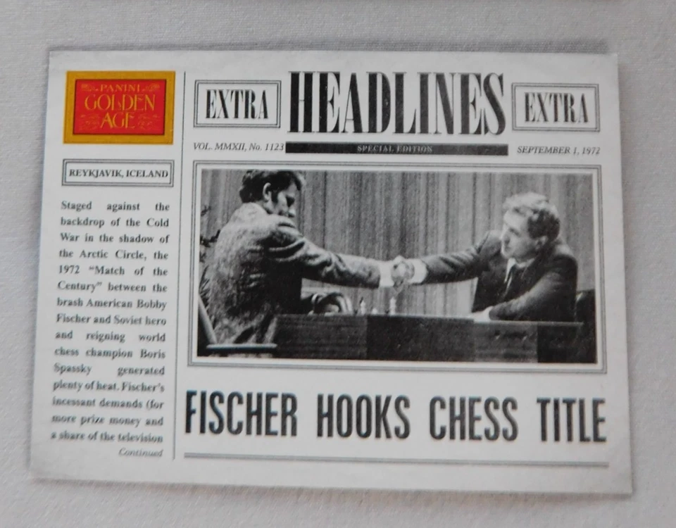 2012 Panini Golden Age  Headlines #9 Bobby Fischer Chess Title - Image 1 of 1