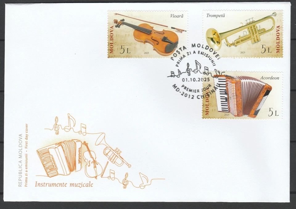 Moldova 2025 Musical Instruments FDC - Image 1 of 1