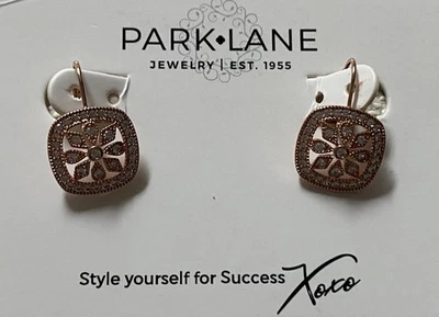 Pendientes Park Lane Tono Oro Rosa Cristal Cuadrado Diseño Pierced Palanca Nuevos Foto 1 de 4