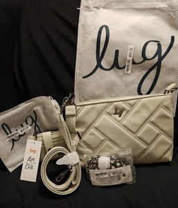 Lug Satin Luxe Vegan Leather Set in Pebble Waltz Bag Hurdle Wallet & Metal Strap - Picture 1 of 20