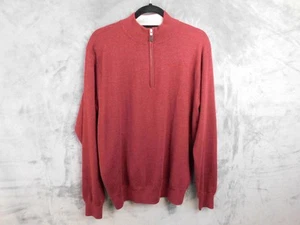 Peter Millar Sweater Mens Large Red Half Zip Cashmere Blend Pullover Lightweight - Picture 1 of 10
