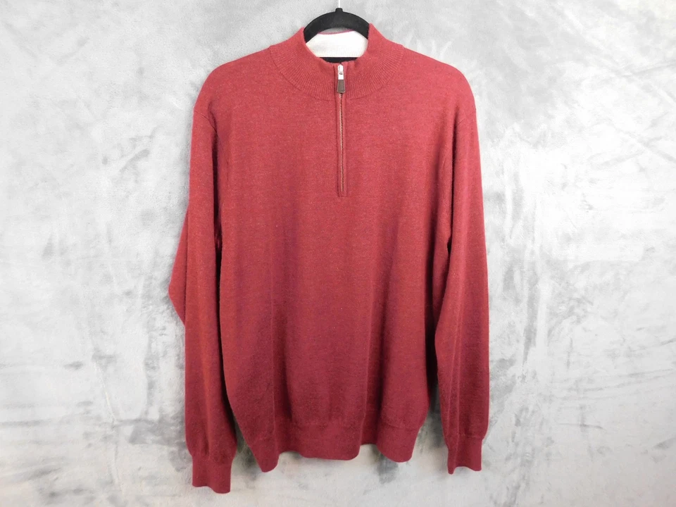 Peter Millar Sweater Mens Large Red Half Zip Cashmere Blend Pullover Lightweight - Image 1 of 4