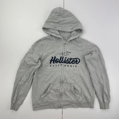 HOLLISTER Hoodie Large Grey Women's Cotton Blend Casual Comfy Full Zip - Image 1 of 4
