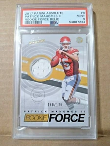 2017 Absolute Rookie Force Relics /175 Patrick Mahomes RC PSA 9 Low Pop - Picture 1 of 3