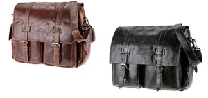 Nuevo bolso de cuero alpino Messenger bag AOSTA marrón bolso bolsos piel de búfalo real - Imagen 1 de 13