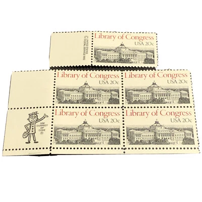  #2004 – 1982 20c Library of Congress - (Block & Single)  - Image 1 of 2
