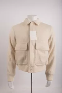 Zara Origins Mens wool Bomber Jacket Ivory Off white M Medium 8491/114 NWT - Picture 1 of 6