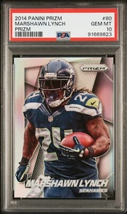 Panini Prizm Marshawn Lynch Silver Prizm #80 2014 gema MT PSA 10 POP 3 Seahawks - Imagen 1 de 2
