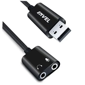 USB to 3.5mm Audio Adapter,External Stereo Sound Card with Dual TRS Black Pro - Picture 1 of 8