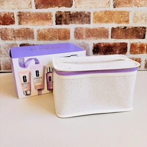 Authentic Clinique Cosmetic Empty Case 9.5"x5.5"x6" Glitter White Purple B-22 - Picture 1 of 11