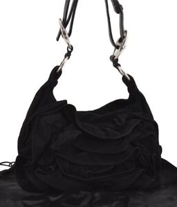 Auth YVES SAINT LAURENT Rive Gauche Nadja Shoulder Bag Suede Leather Black 3580J