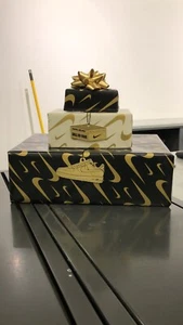 Nike Gift Wrap Wrapping Paper Black White Gold Bow Christmas Gifts 39"x27" - Picture 1 of 4