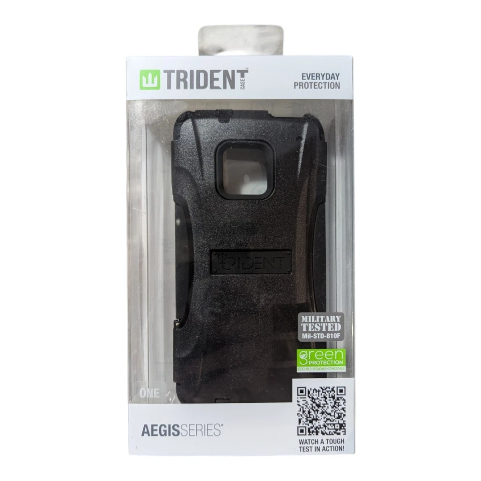 W9. Trident Aegis Series Case for HTC One - Black With Screen Protector - Image 1 of 1