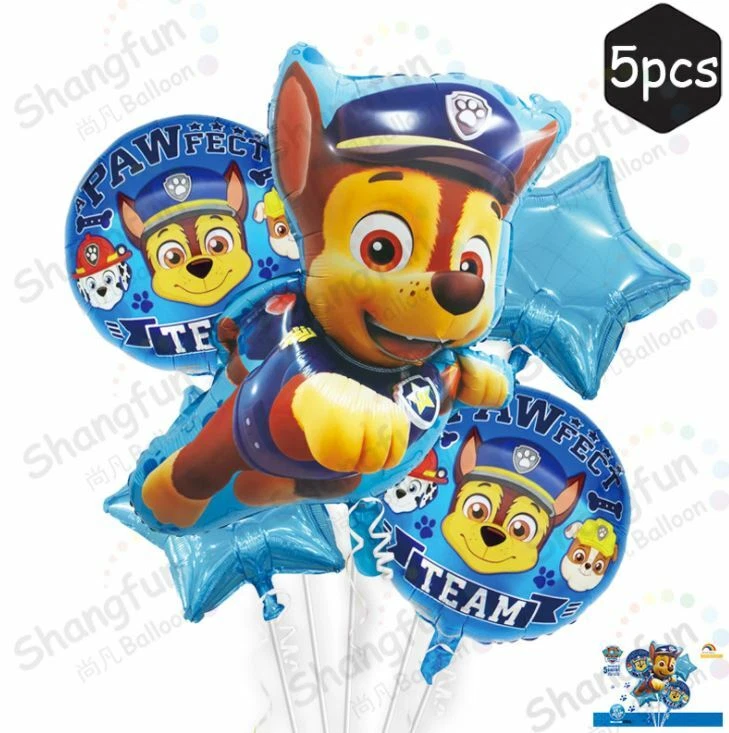 Set of 5 Paw Patrol Chase Foil Balloon Set Birthday Party Baby Shower Decoration - image 1 of 1