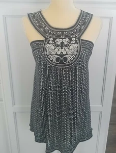 SOPHIE MAX Neckholder Bluse Racerback ärmellos Top schwarz weiß Blumen Small - Bild 1 von 10