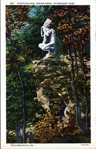 Philadelphia Postcard Teddyuscung Native American Monument Statue 1930s EJ - Bild 1 von 2