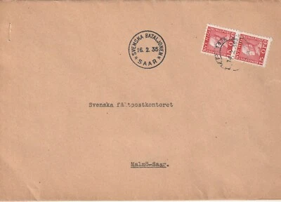 SWEDEN: Cover Norrköping to Swedish Battalion in SAAR 1935, Scarce. - Image 1 of 3