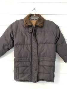 Vintage Women's Eddie Bauer Sherpa Collar Coat Jacket Size Large Goose Down Grey - Picture 1 of 12