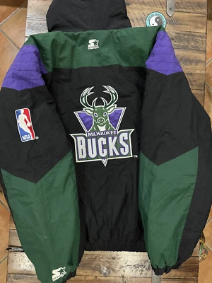 Винтажный пуловер 90-х Milwaukee Bucks на молнии куртка для начинающих - Изображение 1 из 4