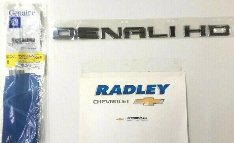 NEW OEM GM 11-14 GMC SIERRA CHROME "DENALI HD" DOOR EMBLEM  25779765 B192 - Image 1 of 1