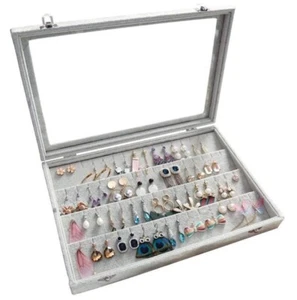 Earrings Organizer Holder Storage Velvet Tray Display Showcase Storage 32 Pairs - Picture 1 of 8