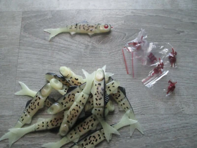 LOTE DE 20 BANJO MINNOWS 5,75"" TRUCHA BRILLO EN LA OSCURIDAD Y 20 OJOS ROJOS Foto 1 de 4