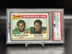 1977 Topps Monte Jackson/Ken Riley Los Angeles Rams/Cincinnati Bengals #5 PSA 8