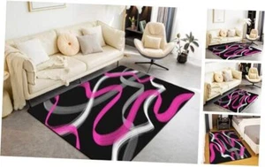 Hot Pink Grey Black Living Room Rugs for 4'11" x 3'3" (Rectangular) Multi 43 - Picture 1 of 8
