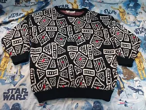 Esprit Sport Sweater Vintage Woven Geometric Black Size Medium M - Picture 1 of 8