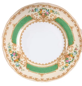 Crown Staffordshire #15645 Emerald Green Hand Painted Bouquet Salad Plate VTG - Picture 1 of 3