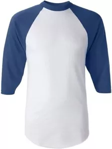 Men's Regular fit Two Tone 100% Ring-Spun Combed Cotton Raglan ¾ Sleeve Baseball - Picture 1 of 13