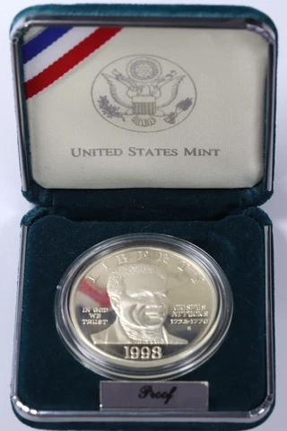 1998-S Crispus Attucks Proof Commemorative Silver Dollar $1 Cover