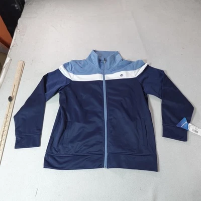 Chaqueta Y2K Champion Para Hombres XL Azul Bloque de Color Cremallera Completa Pista Atlética Retro Logo C Foto 1 de 4