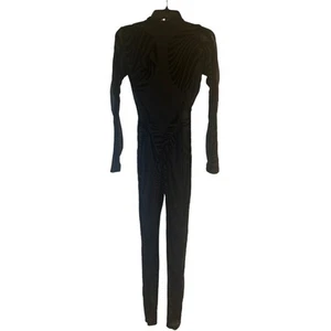 GUC Womens Black Stretchy Catsuit Leotard Lingerie Long Sleeve Semi Sheer Size M - Picture 1 of 6
