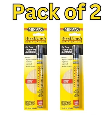 Paquete de 2 - Rotulador de manchas con acabado de madera Minwax, simplemente blanco 275, 1/3 fl oz Foto 1 de 3
