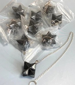 Bulk Merkabah Pendulum Lot of 14 there are 10 Hematite & 4 Mixed Gemstones NOS - Picture 1 of 4
